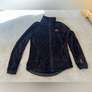 The North Face Black Fleece Jacket with Pink Logo